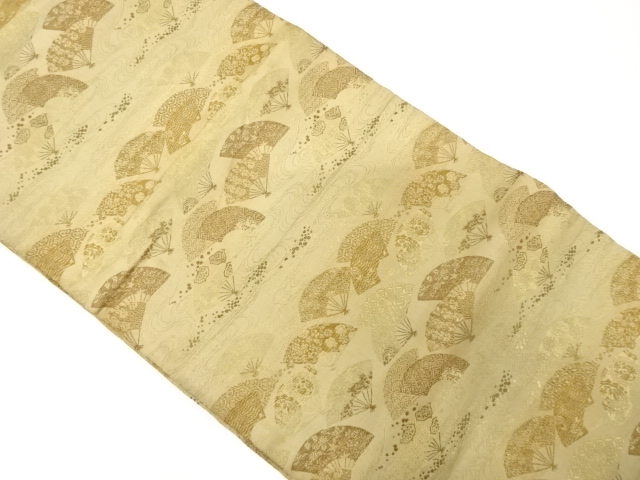 JAPANESE KIMONO / ANTIQUE MARU OBI / SILK / WOVEN FLOWER & STREAM